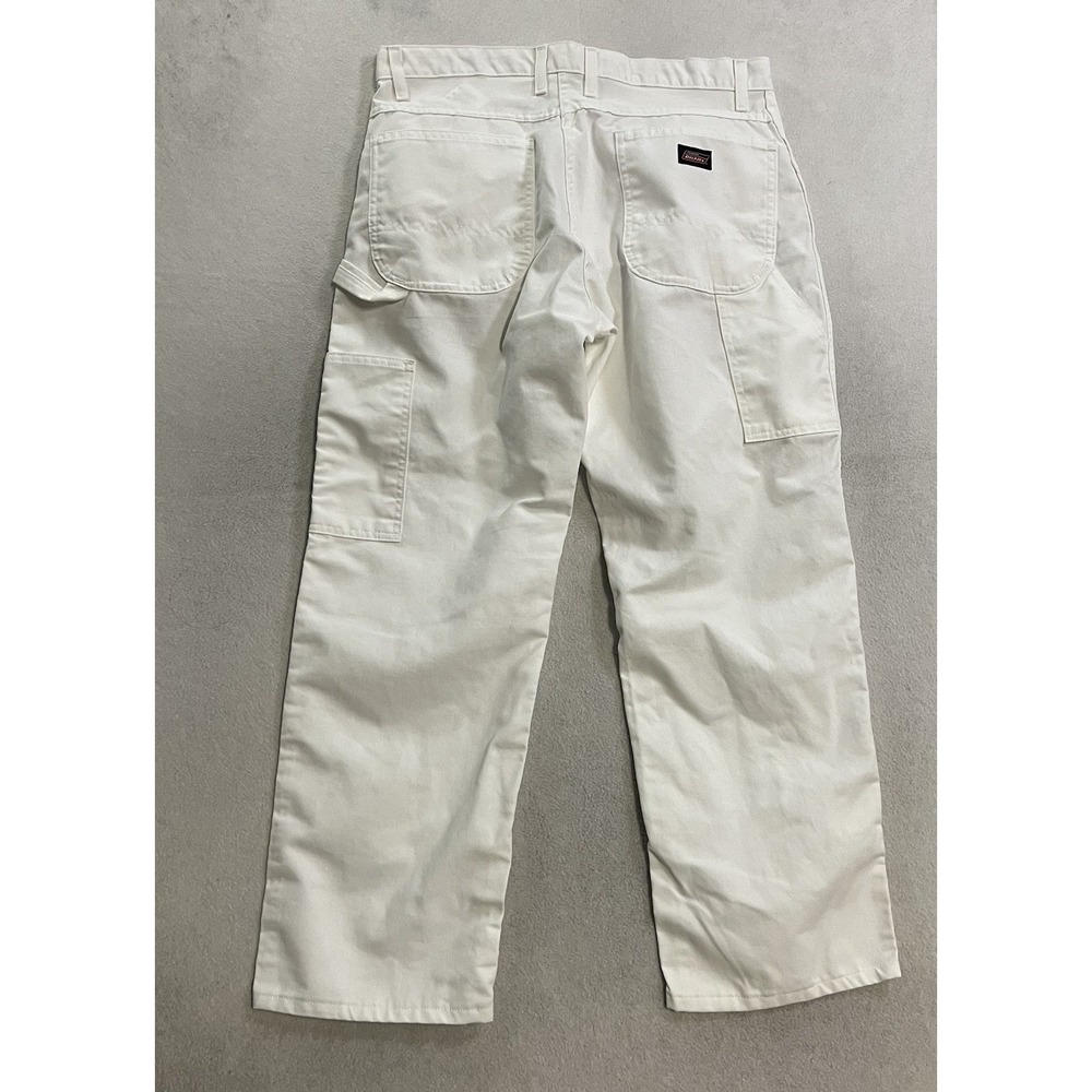 Dickies Pants Men's Size 34x30 White Carpenter Workwear Regular Canvas
